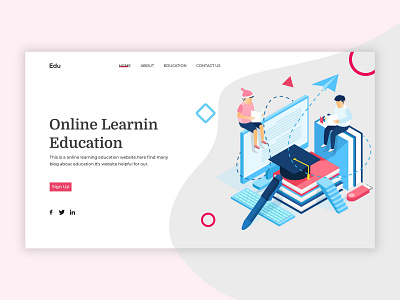 online education header branding education education landing page header design illustraion landing page online education typogaphy ui ux web website