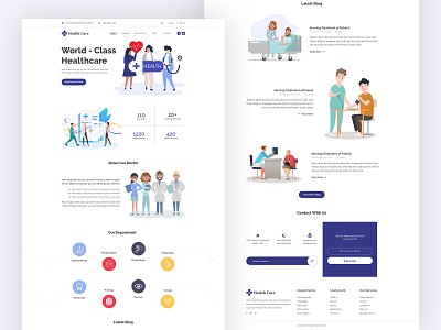 Health Care Landing Page clinic clinic website doctors health care health center health website hospital illustraion landing page medical app medicine minimalist treatment ui ux website