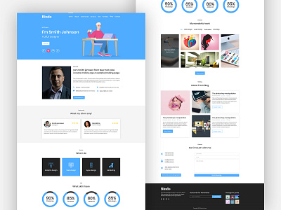 Bindo - Personal Portfolio Landing Page 2019 trends agency clean exploration hire homepage interface landing page landing page design layout minimalist personal portfolio portfolio resume ui ux website