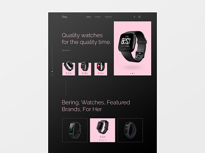 Watch E-commerce clean clean black dark design ui ux e commerce design ecommerce home page landing page minimal product design shopping smart watch technology template watches watches website