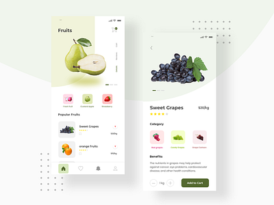 Fruits App Design app design app development ecommerce fruits and vegetables online fruits app grocery homepage ios mobile app product shopping trending user interface