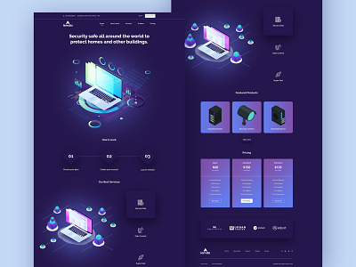 Cyber Security Landing Page cyber company cybersecurity illustration landing page modern project robot security technology vector