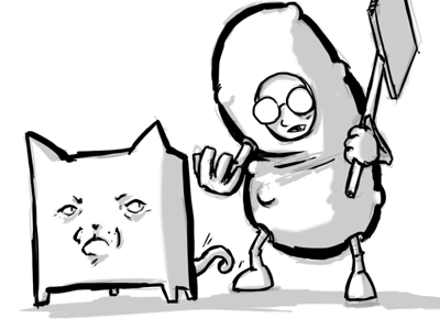 Cubecat And Pickleboy character concept doodle sketch