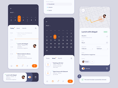 Planner agenda app calendar clean events map meeting mobile planner schedule simple tasks todo ui