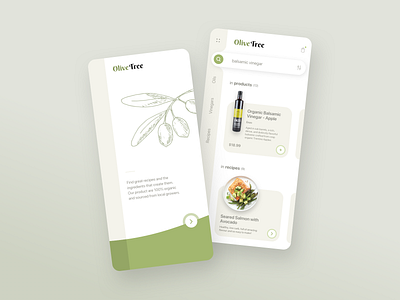Olive Tree - Splash & Search app ui clean ecommerce foodie left nav product recipes search sidebar simple splash