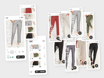 The pants app apparel brand cart category checkout clothing ecommerce fashion ladies legs mobile pants shopping ui women