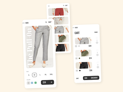 The pants - product + cart apparel boutique cart checkout chic clothing fashion ladies mobile pants product shopping ui women