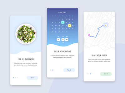 Food App Onboarding clean food app maps mobile onboarding orders restaurant schedule simple ui ux