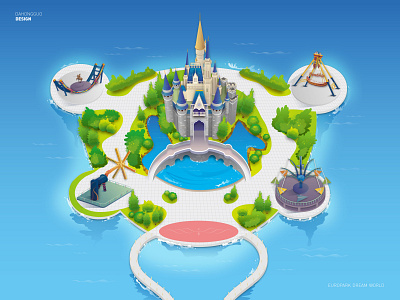 城堡插画 游乐园地图 design illustration