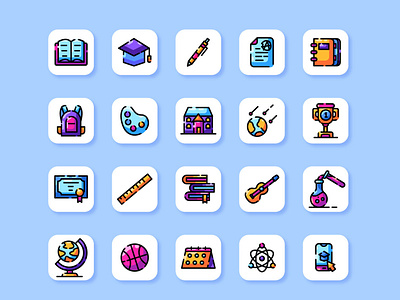 Education Lineal Color Icon Set