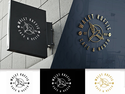 Walet Koffie Logo branding coffe design graphic design logo logotype monogram logo swallow vector walet