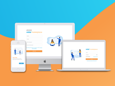 RETA Marketplace Website design ecommerce design mockups onboarding sign in signup ui ux web website website design