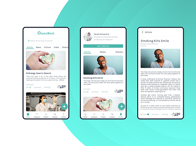 Dental Co-Assistant Mobile App (Feeds) app dental care feeds health product design uidesign uiux uxdesign