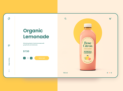Lemonade Product Page Design adobexd bottle label daily ui lemonade package design packaging peachy product page web web app web design yellow