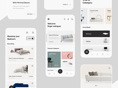 glimpse of an MInimal home Ecommerce app