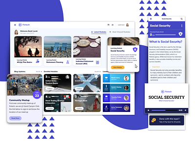 Financial Literacy Responsive App blue branding concept dashboard education finance literacy purple responsive tutorial ui ux