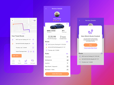 Ride Share App UI Design car design feedback mobile ride sharing ui ux