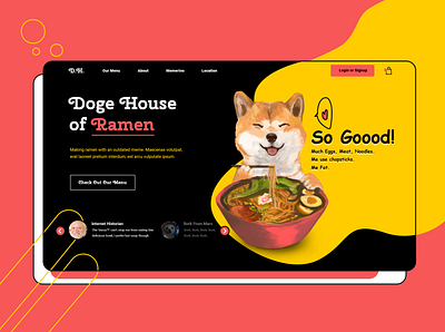 Doge House of Ramen UI + Digital Painting concept design desktop dog landing page painting ramen restaurant ui