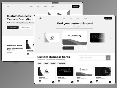(Desing Feedback )Business Card Store - Landing Page black business card concept desktop ecommerce landing page ui ux white
