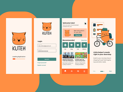 Pet food Delivery App, Login, Onboarding and Dashboard android cat character concept design designing drawing experience food illustration interface ios logo mascot mobile pet ui user user interface ux
