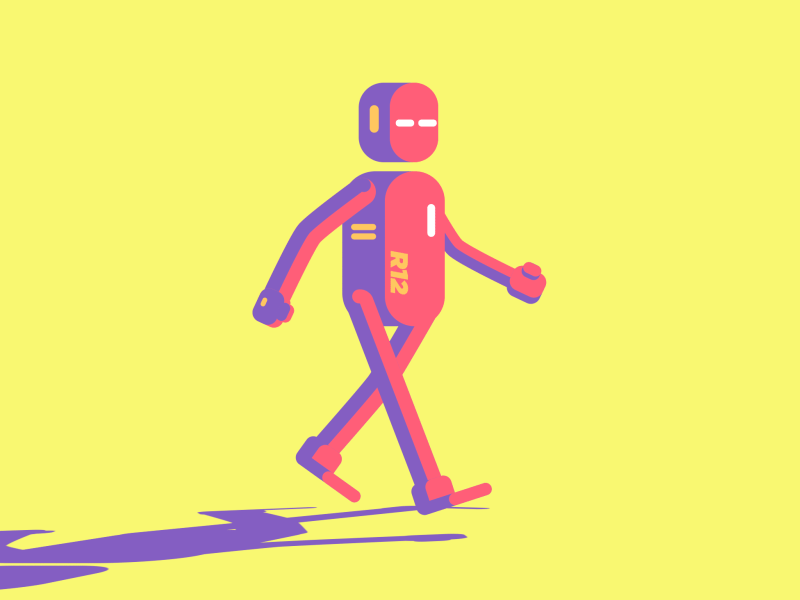 walk robot colors v02 2d animation after effect character animation character design robot walk cycle walkcycle