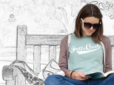 Girl On Bench illustration photo