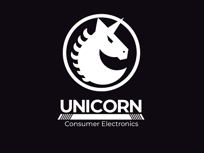 Unicorn Electronics branding design flat icon illustration logo typography vector