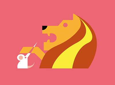 Lion Rat badpun design flat icon illustration vector