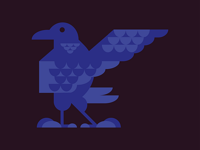 Corvus bird crow flat icon illustration vector