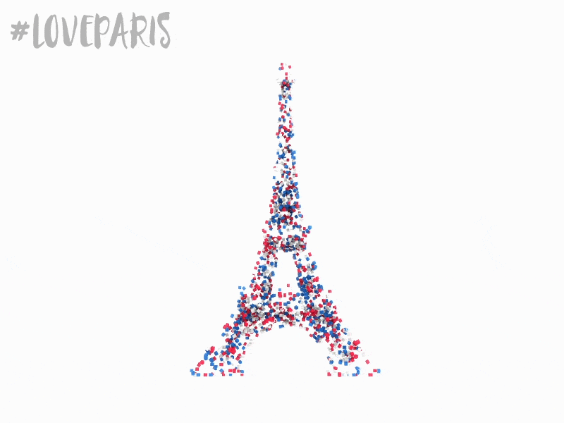 #love4paris 1113 c4d clones delay eiffel tower love loveparis morph paris