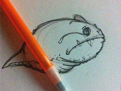 Mutant Tadpole Thingy almost a real frog bored doodle mutant pencil sketch tadpole