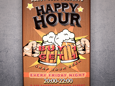 Happy Hour Flyer flyer design happy hour illustration