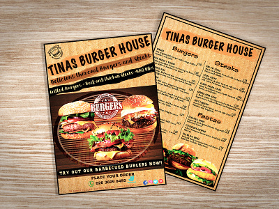 Burger House Menu Flyer flyer design menu design
