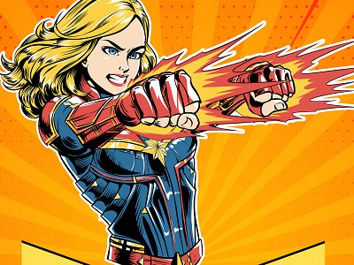 Captain Marvel-Funpen- Colored caricature cartoon comic design digital 2d funpen illustration painting print shirt design vector web