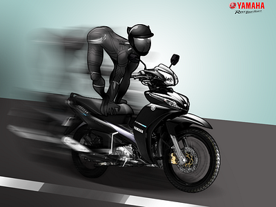 Black panther x Yamaha's bicycle | Yamaha motor Vietnam fanpage bicycle blackpanther caricature cartoon comic digital 2d fanart funpen illustration yamaha