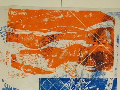 Linogravure Blue & Orange #2