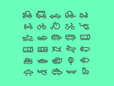 30 Transportation Linecon Set icon icon set line noun project transportation vehicle