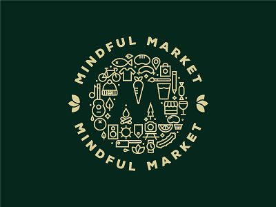 Mindful Market Branding branding flea food icons logo market pictograms