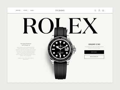 Featured Watch Detail animation feature product rolex teddy ui ux watch watches web design website
