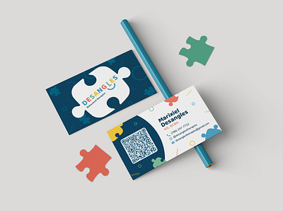 Desangles Behavioral Therapies Business Card autism behavioral branding business card child children design game jigsaw kids logo miami puzzle therapies vector