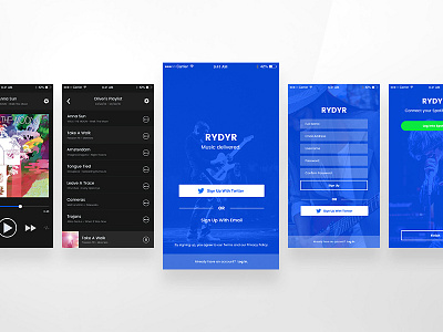 RYDYR app app design blue music music app rydyr streaming