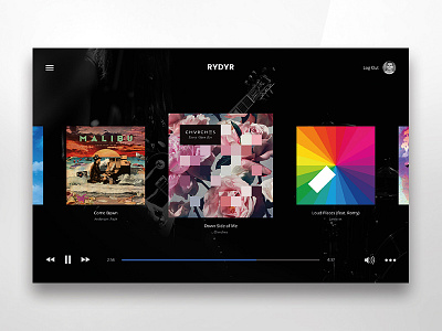 RYDYR Web Player graphic design layout music spotify ui user experience user interface ux ux design web design