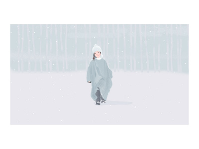 The little girl in the snow illustration