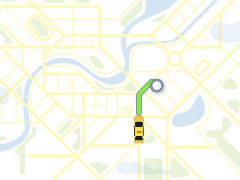 Transition animated gif app application car flat hand hands map motion design phone taxi taxi app transition