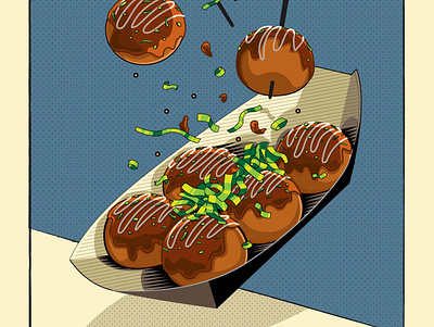 Takoyaki Food Illustration design editorial art foodie illustration japanese food junkfood takoyaki vector