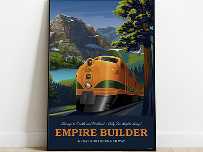 Empire Builder Train Illustration