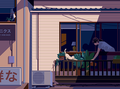 Urban Shops of the World: Tokyo / Detail balcony cats city editorial illustration plants slice of life tokyo travel