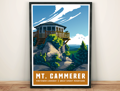 Mt. Cammerer Travel Illustration art print great smoky mountains hiking illustration landscape mountains nature outdoors scenic tourism travel poster