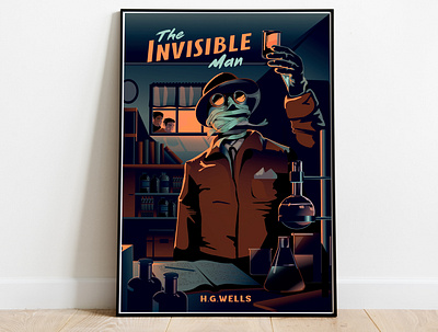 H.G. Wells' The Invisible Man, Cover Illustration book cover fantasy hg wells horror illustration monster horror noir science fiction scifi story illustration the invisible man vector vintage inspire