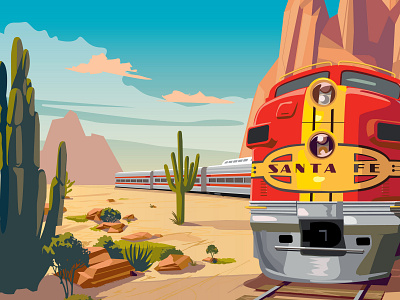Southwest Chief Retro Train illustration